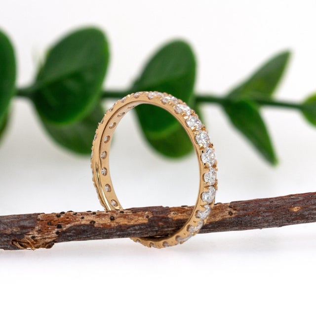 Lab-Created Diamond Eternity Band in Solid 14k Yellow Gold | Stackable Ring, Size 6.75 For Sale In Columbus - Image 6 of 8