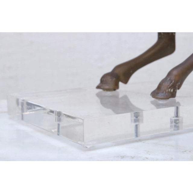 Rearing Horse Sculpture in Bronze on Lucite For Sale - Image 10 of 11