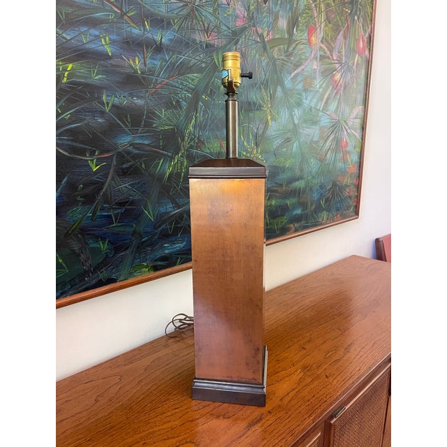 Vintage Knob Creek Patinated Copper Column Table Lamp For Sale - Image 4 of 11