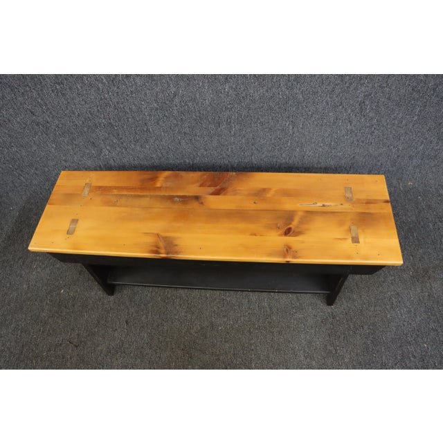 Rustic Country Rustic Style Pine Black Bench For Sale - Image 3 of 7