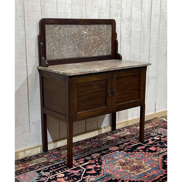 English Mahogany and Marble Bathroom Table For Sale - Image 5 of 14