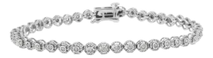.925 Sterling Silver 1/2 Cttw Miracle Set Round Diamond Bezel Design Link Bracelet (I-J Color, I2-I3 Clarity) - 7.25"