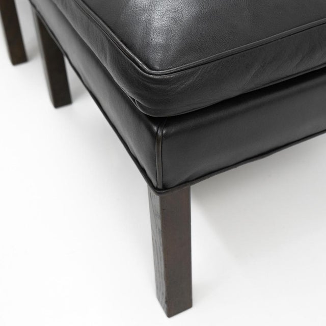 Set of Black Leather Wingchair and Ottoman by Borge Mogensen for Fredericia, 1960s For Sale - Image 16 of 17