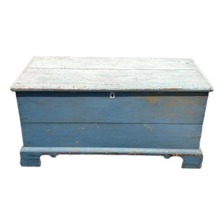 Mid 19th Century Nautical Sea Chest - Artisan Signed, Wonderful Paint and Patina For Sale