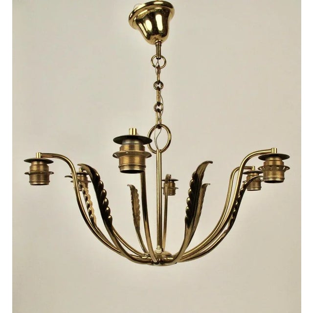 Vintage Pendant Light in Brass with Silk Shades by Josef Frank, 1955 For Sale - Image 16 of 17