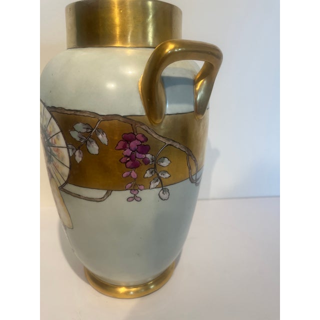 Antique Vintage Limoges Porcelain 2 Handled Vase Chinese Child With Her Umbrella Circa 1920 For Sale - Image 10 of 11