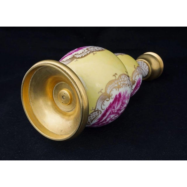 Wood Yellow Double Gourd Candlestick Vases Dresden Helena Wolfsohn Bronze Mounted Porcelain Rococo Style - A Pair For Sale - Image 7 of 7
