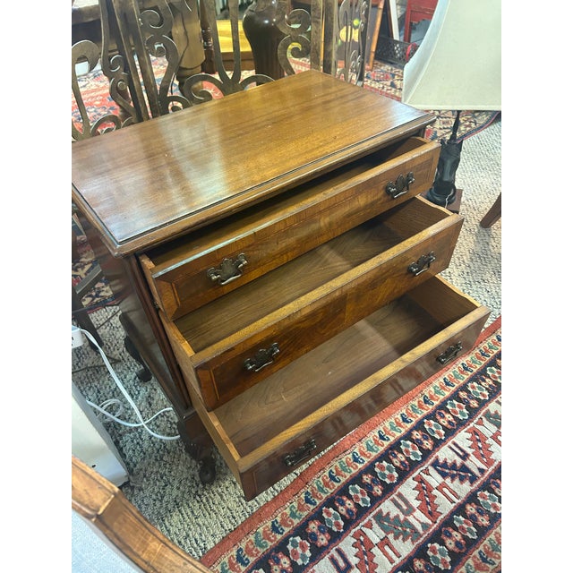 Vintage Small 3 Drawer Georgian Commode With Chippendale Style Brasses For Sale - Image 12 of 12