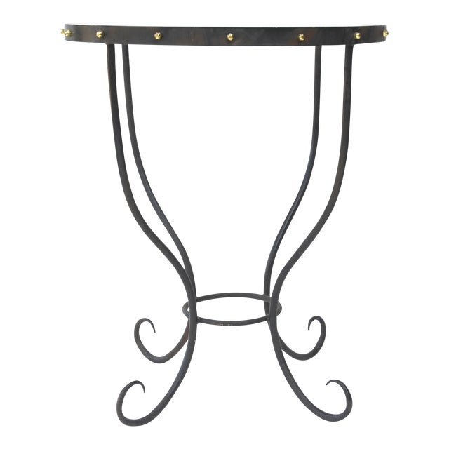 Iron Brass Studded Glass Top Side Table Chairish