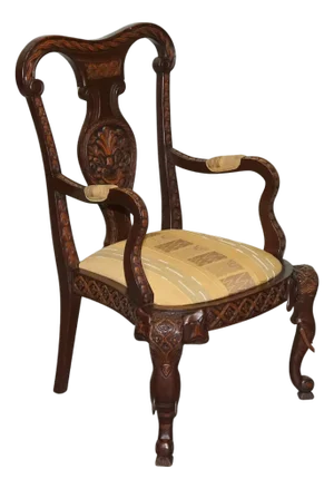 Anglo Indian Wooden Heavily Carved Armchair