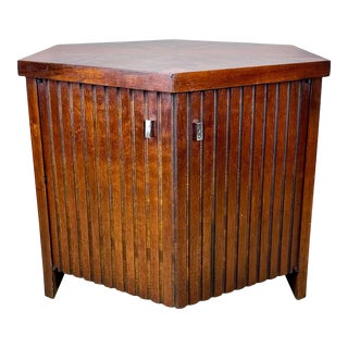 Mid Century Modern Lane “Tower Suite” Hexagonal Side Table / Cabinet in Walnut For Sale