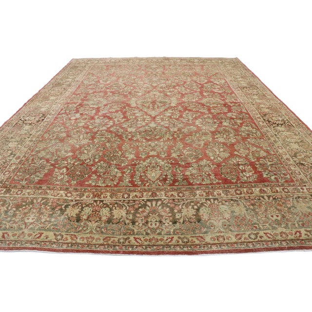 Rustic Antique Persian Sarouk Rug - 10'02 X 13'03 For Sale - Image 3 of 10