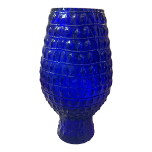 Roberto Cavalli Cobalt Blue Glass Vase, Textured Design, Circa 2000