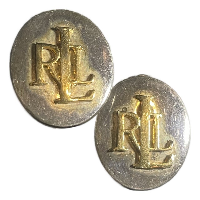 Ralph Lauren Vintage Dual Tone Clip-on Earrings, Pair For Sale