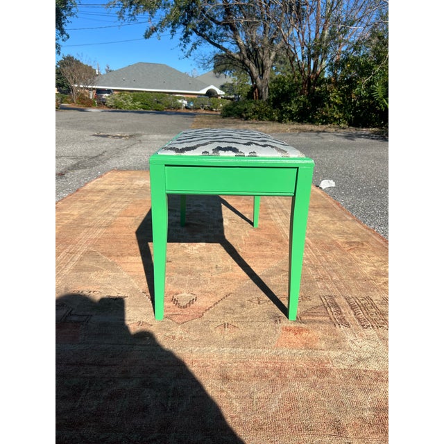 Early 20th Century Custom Lacquered Kelly Green Bench For Sale - Image 5 of 7