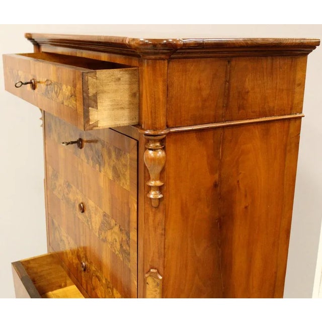 Wood Antique Italian Secretaire in Walnut For Sale - Image 7 of 13