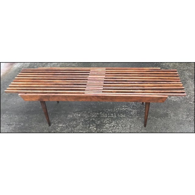 George Nelson Mid-Century Modern Nelson Style Adjustable Slated Bench For Sale - Image 4 of 8
