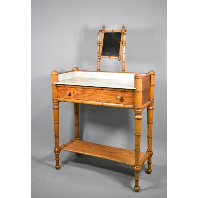 Antique French Napoleon III Style Faux Bamboo Washstand, 1890s For Sale - Image 3 of 14