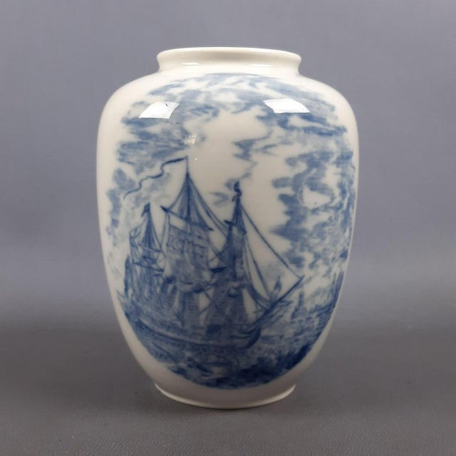 Vintage Blue & White Verbano Ceramic Vase in Naval Theme, Italy, 1950s For Sale - Image 6 of 11