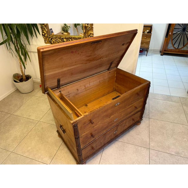 Original Biedermeier farmhouse chest. Dimensions: Height x Width x Depth 82 x 124 x 68 cm. For sale is an antique...