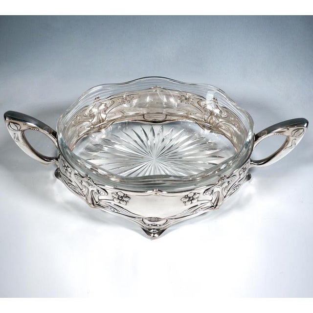 Art Nouveau Silver Jardiniere with Glass Insert from Koch & Bergfeld, Germany, 1900s For Sale - Image 3 of 9