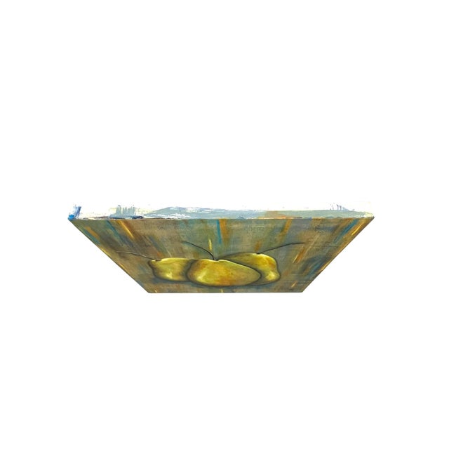 Blue Late 20th Century “Golden Pears” Abstract Still Life Painting, 24” For Sale - Image 8 of 9