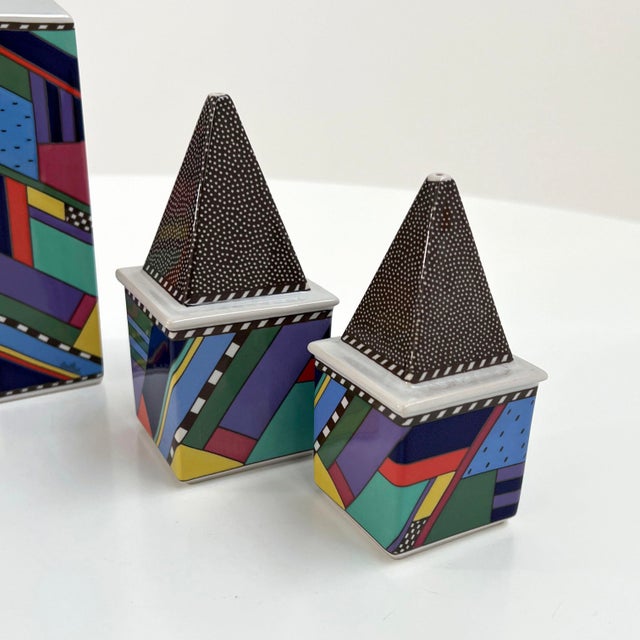 Postmodern Oil Vinegar Pepper Salt Set Metropol by Barbara Brenner for Rosenthal, 1990s, Set of 4 For Sale - Image 3 of 8