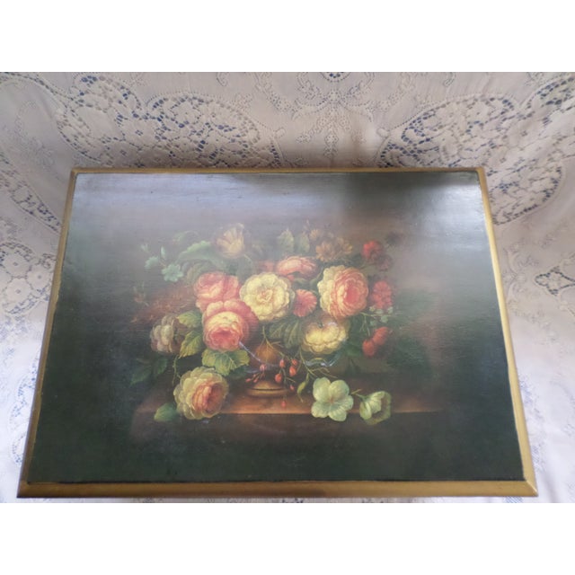 French Country Vintage Wood Keepsake / Storage Box With Kittens in Flowers For Sale - Image 3 of 10