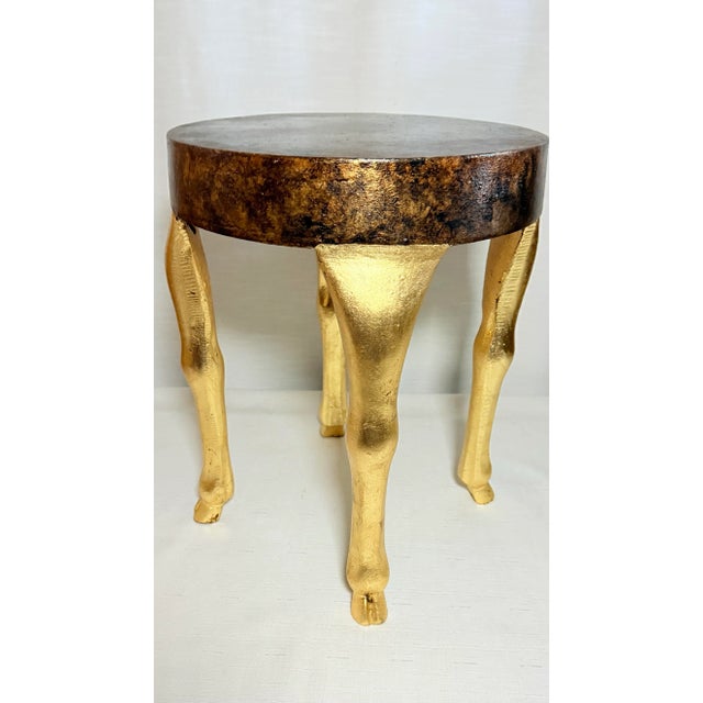 Queen Anne Vintage Hand Gilt John Dickinson Style Doe Hoof Table - Modern Regency Design With Faux Tortoise Shell Finish - Newly Painted For Sale - Image 3 of 7