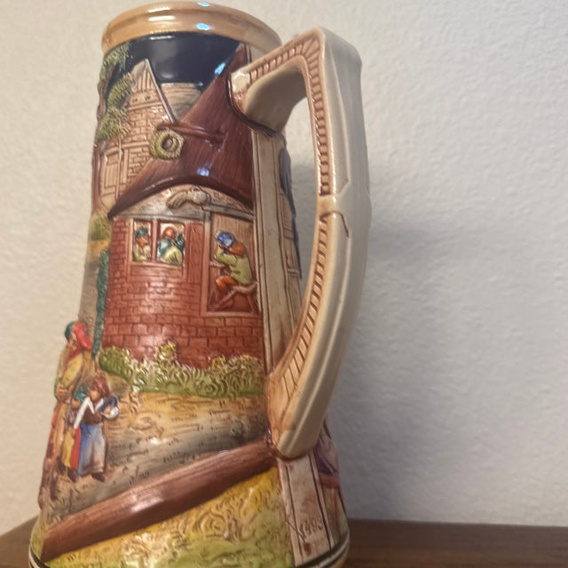 Ceramic Mid 20 Century Expressionism Mid-Century German Relief-Molded Ceramic Beer Pitcher For Sale - Image 7 of 12