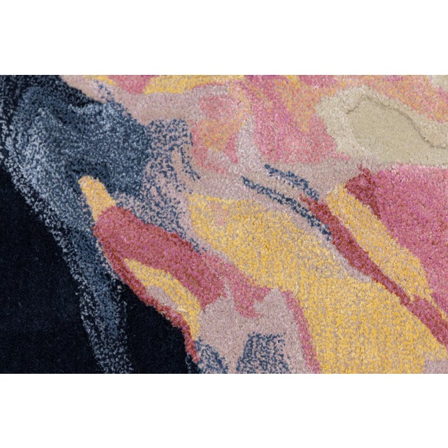 Pink Abstract "Volcanic Ember" Modern Hand-Tufted Wool Rug – Navy, Pink, & Gold For Sale - Image 8 of 10