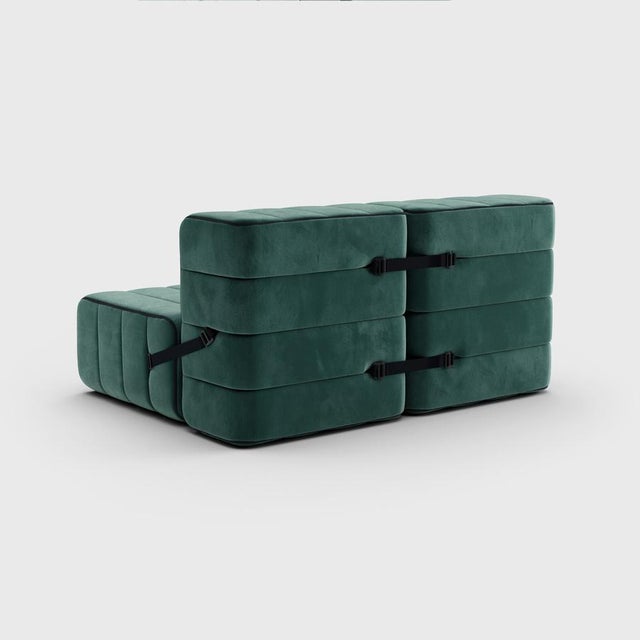 Contemporary Curt Modular Set - Flexible 2-Seater - Barcelona - Serpentine - V3347/39 (Green) by Ambivalenz, Set of 4 For Sale - Image 3 of 5