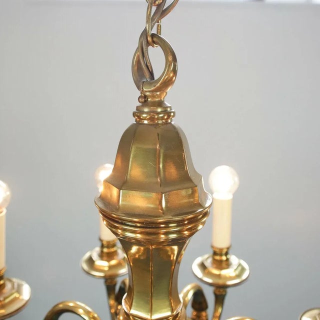 Gold Gold and Metal 8-Light Chandelier, 1970s For Sale - Image 8 of 13