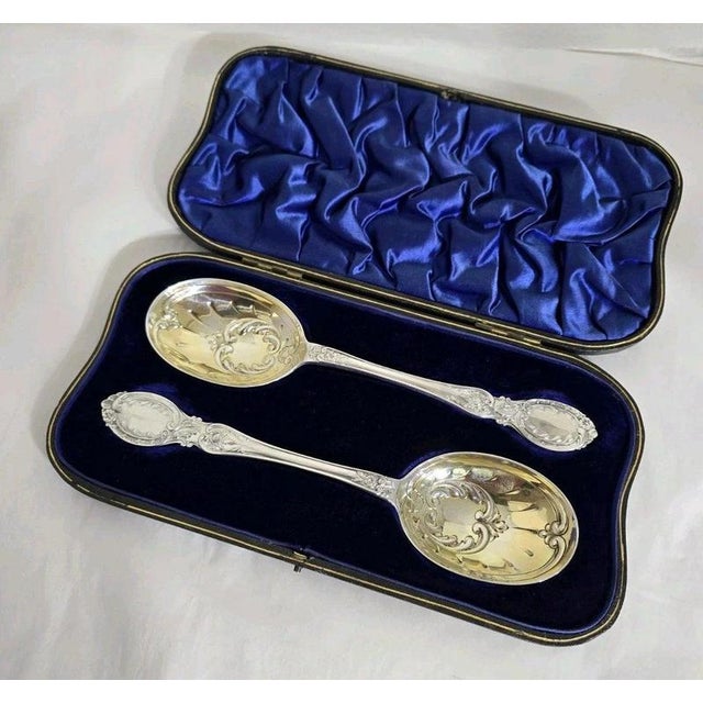 Antique Sterling Silver Fruit & Berry Serving Spoons, London, 1909 For Sale - Image 4 of 18