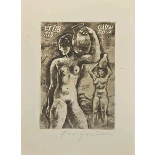 Michel Fingesten, Ex Libris: Gaston Roux, Etching, 1930s For Sale