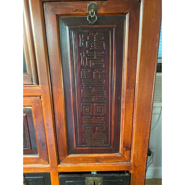 Vintage Asian Brown Storage Cabinet For Sale - Image 9 of 16