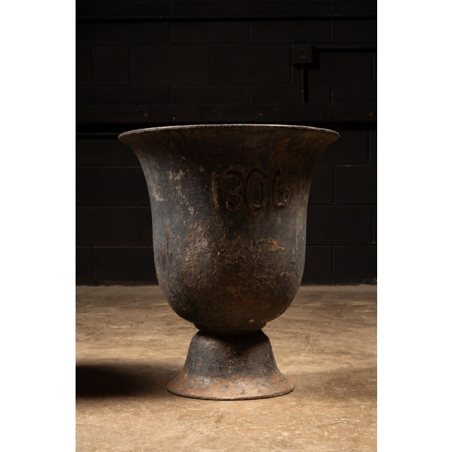Early 20th Century Large Antique Cast Iron Garden Urn Planters For Sale - Image 5 of 9