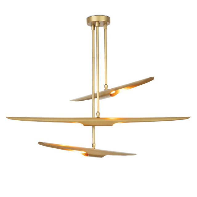 Concorde Chandelier, Natural Brass For Sale - Image 9 of 9