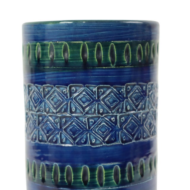 1970s Vintage Italian Ceramiche Minerva Blue Ceramic Vase, 1960s For Sale - Image 5 of 12