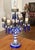 1960’s Vintage Delft-Style Blue Hand-Painted Floral Motifs on White Porcelain Table Lamp With 5 Arms For Sale - Image 12 of 12