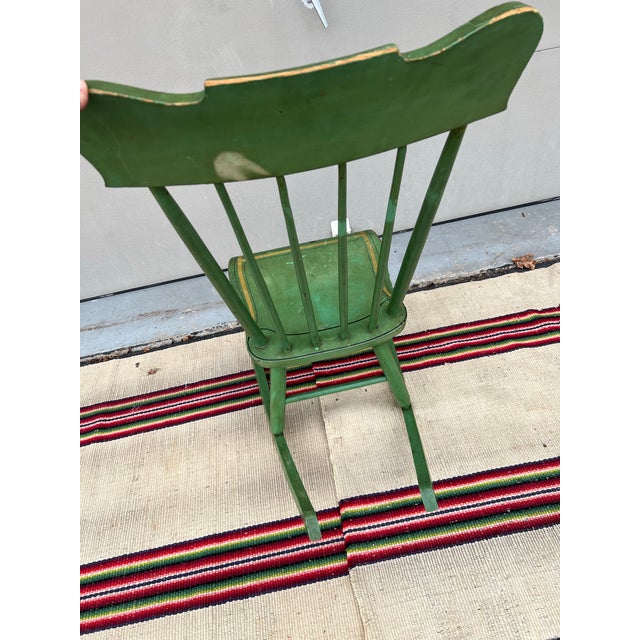 Antique Pennsylvania Paint Decorated Plank Seat Farmhouse Rocking Chair, 1850’s For Sale - Image 6 of 12