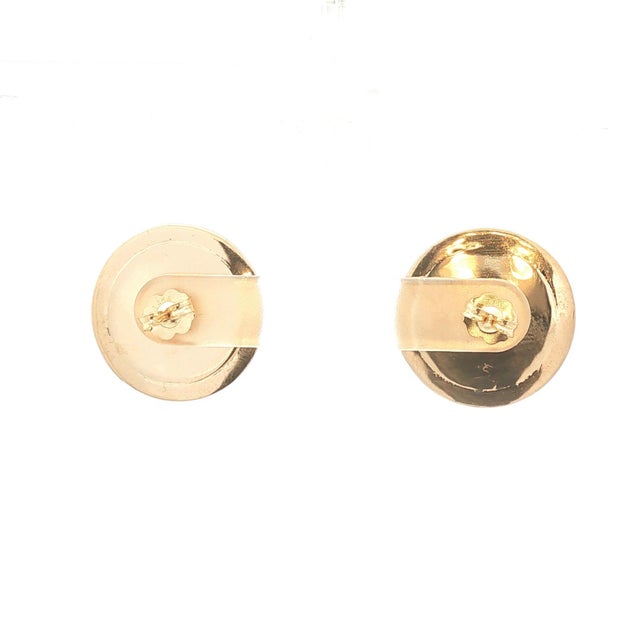 Contemporary Late 20th Century Pair of 14k Gold X Button Earrings For Sale - Image 3 of 3
