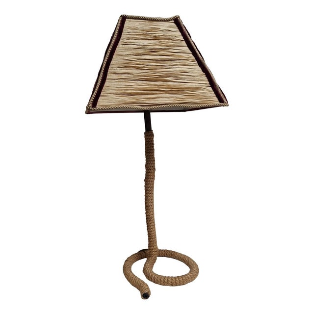 Vintage Rope Table Lamp with Handmade Raffia Shade from Lamplove, 1980s For Sale - Image 11 of 11