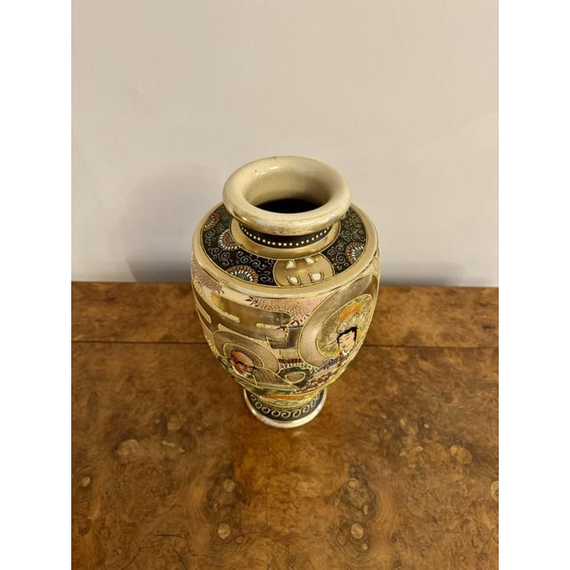 Large Antique Japanese Satsuma Vase, 1900 For Sale - Image 6 of 7