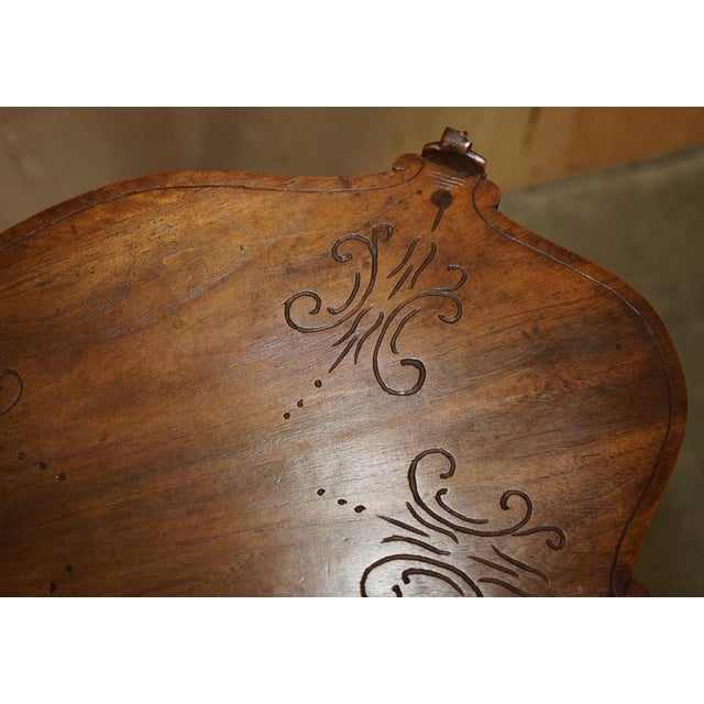 Antique French Hand Carved Tea Silver Tray Table with Removable Serving Tray Top, 1880 For Sale - Image 12 of 18