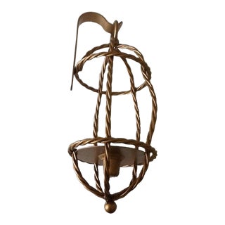 Metal Gold Braid Oval Wall Candle Sconce For Sale