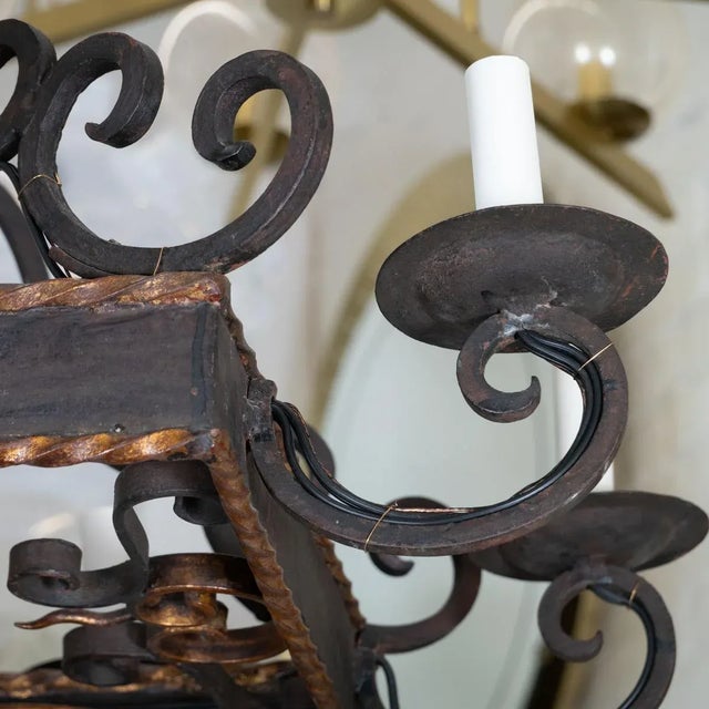 Rectangular Wrought Iron Chandelier For Sale - Image 11 of 11