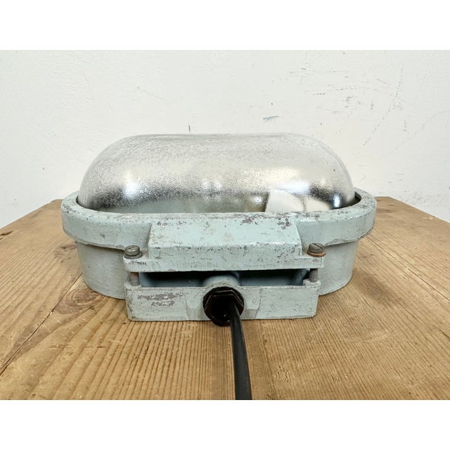 Gray Industrial Cast Aluminium Wall Light with Frosted Glass from Elektrosvit, 1970s For Sale - Image 8 of 16