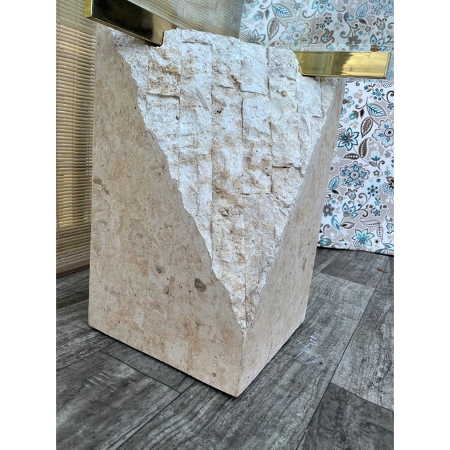 A Pair of Post Modern Tessellated Mactan Stone Side Tables. Circa 1980s For Sale - Image 12 of 17