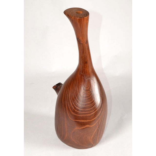 Mid-Century Modern Vintage Solid Teak Wood Orchid Vase Mid-Century Modern Art & Crafts Movement For Sale - Image 3 of 13